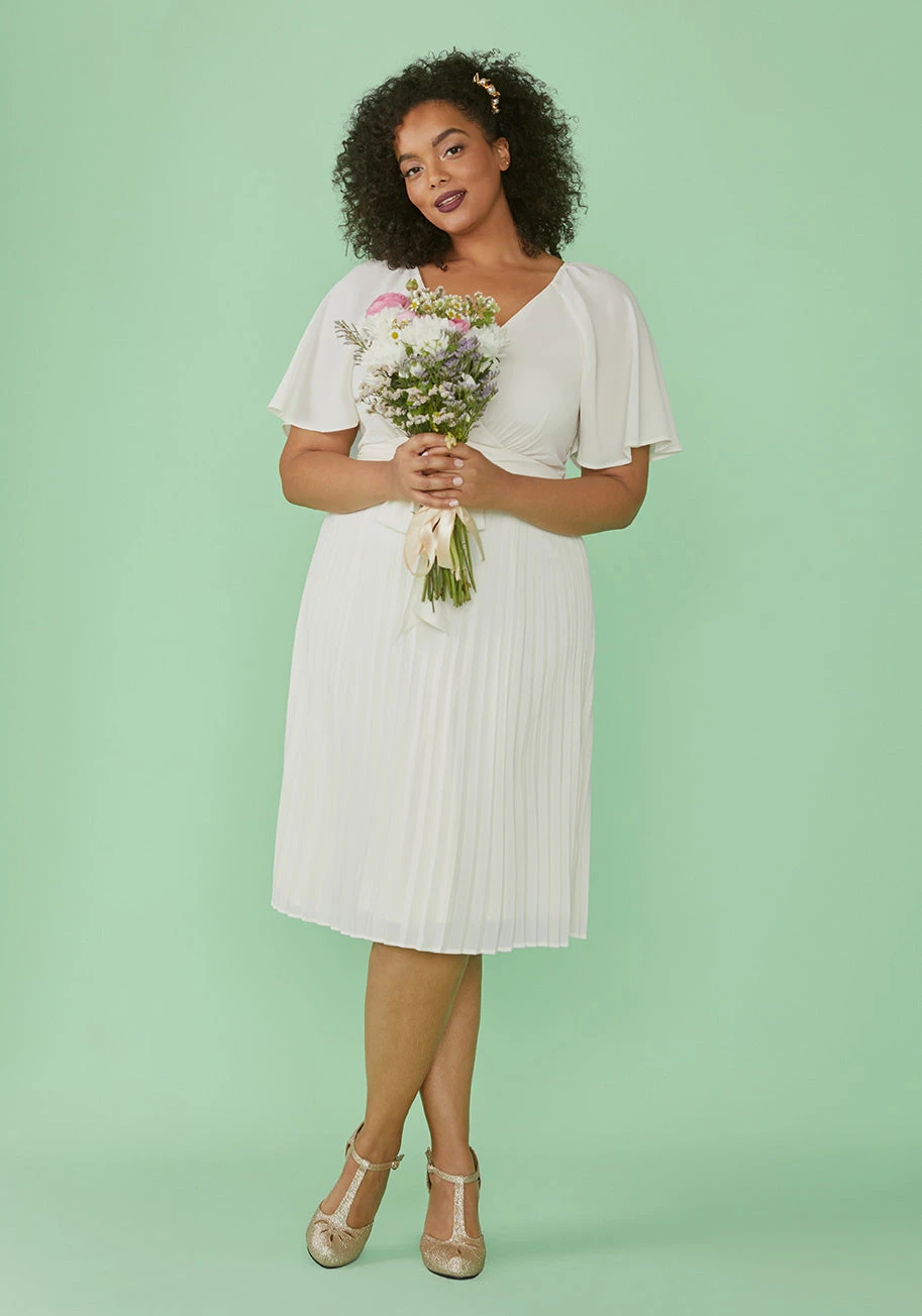ModCloth White Pleated Elevated In Love – Flutter Sleeve A-Line Midi Dress 13 ModCloth White Pleated Elevated In Love – Flutter Sleeve A-Line Midi Dress - Image 11