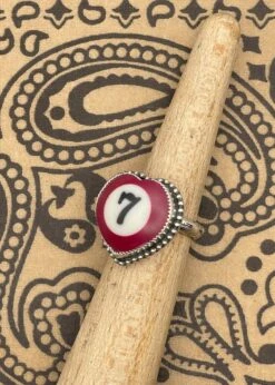 Bog-Art-Studio #7 Maroon Billiard Ball Sterling Silver Heart Adjustable Statement Ring 7 Bog-Art-Studio #7 Maroon Billiard Ball Sterling Silver Heart Adjustable Statement Ring -ModCloth BB730RNG MAROON 2