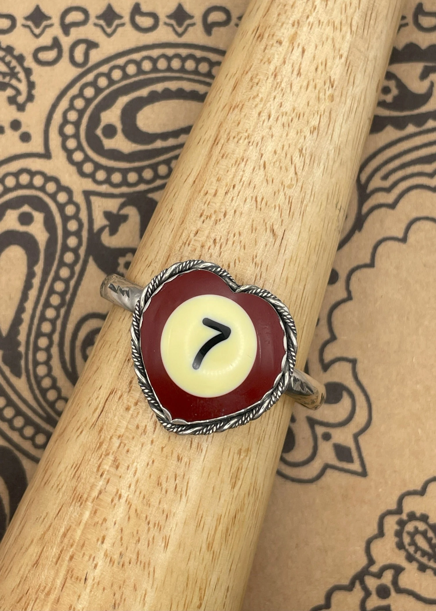 Billiard Ball #7 Heart Cuff Bracelet 3 Billiard Ball #7 Heart Cuff Bracelet