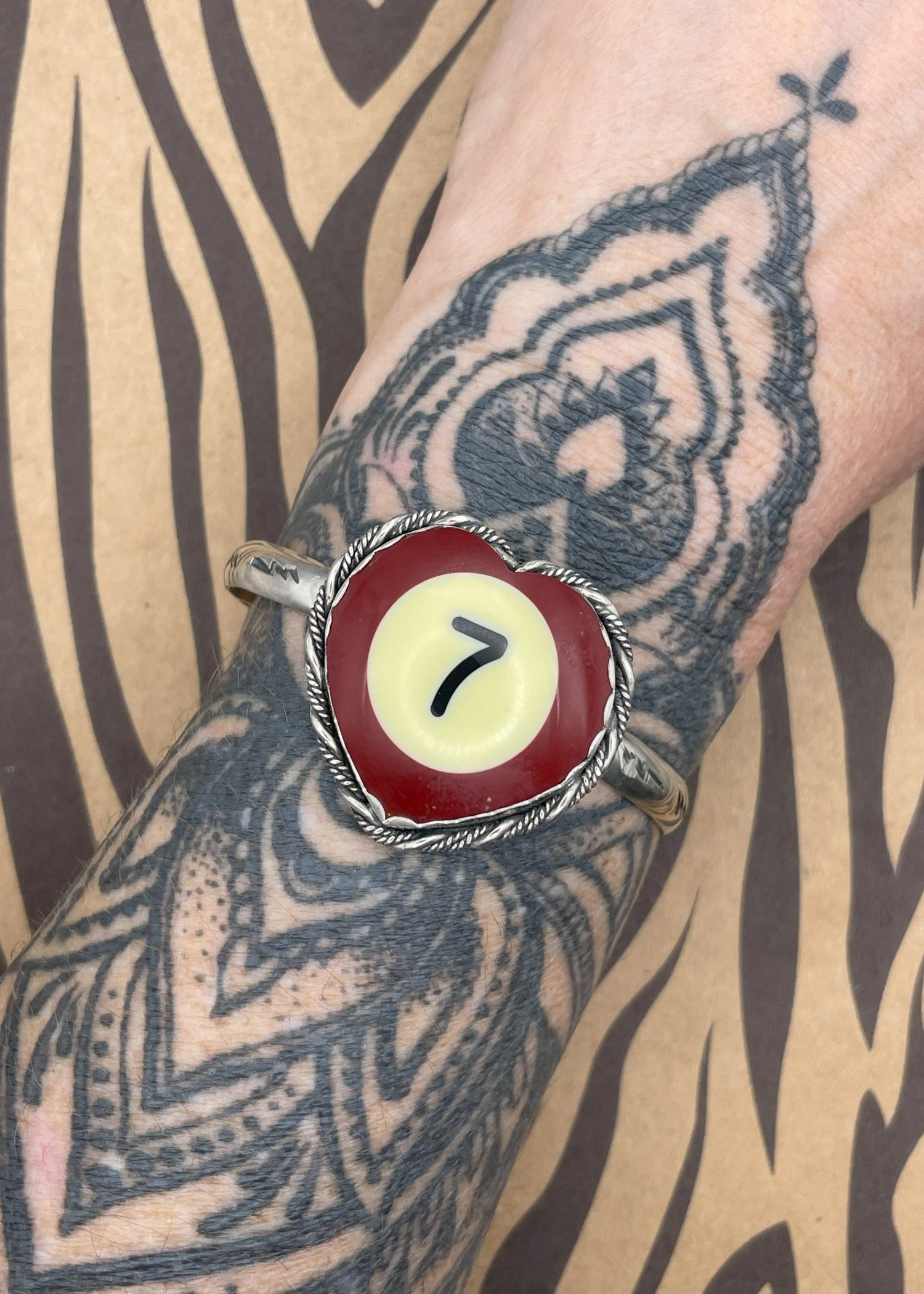 Billiard Ball #7 Heart Cuff Bracelet 4 Billiard Ball #7 Heart Cuff Bracelet - Image 2