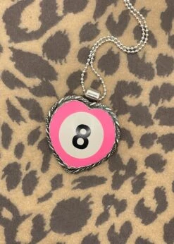 Billiard 8-Ball Pink Heart Pendant