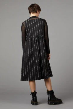 Black Friday Funny Bone Pinafore – Black with White Bone Pinstripe Midi Dress -ModCloth BGFV166 001 4