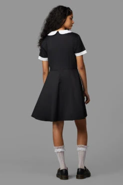 Black Friday Sourpuss Retro Collar Skater Mini Dress – Black Stretch Cotton -ModCloth BGFW111 467 4