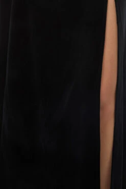 Obsidian Black Velvet Midi Dress – Fitted Bodycon Formal Gown with Side Slit -ModCloth BGFX125 001 6