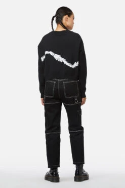 Black Friday Monochrome Black Kitty Intarsia – Boxy Relaxed Fit Button-Front Cardigan -ModCloth BGFX179 001 4