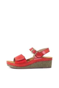 Debbie Tan Leather Wedged Sandals – Comfortable Buckle Platform with Velcro Closure -ModCloth DEBBIE RED 2 28225ec2 89b3 4f99 bb75 df2d0cc97bcf