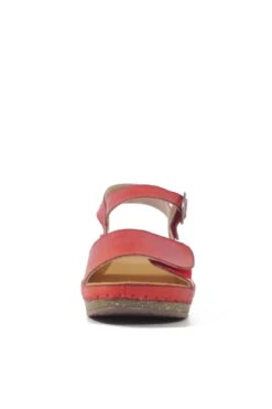 Debbie Tan Leather Wedged Sandals – Comfortable Buckle Platform with Velcro Closure -ModCloth DEBBIE RED 3 31e05fb1 18e9 4de9 9df0 18a165b46037