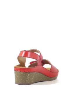 Debbie Tan Leather Wedged Sandals – Comfortable Buckle Platform with Velcro Closure -ModCloth DEBBIE RED 4 401aa115 da4d 4393 ba6f 7edf3a803e49