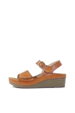 Debbie Tan Leather Wedged Sandals – Comfortable Buckle Platform with Velcro Closure -ModCloth DEBBIE TAN 2 4db41771 35b0 4c5a b4b9 f3180a188887