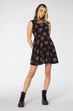 Devil Viscose Skater Dress – Black Quirky Print Sleeveless Fit & Flare Mini Dress -ModCloth DGFS145305 001 4