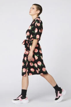 Peachy All-Over Print Viscose Shirt Dress – Oversized Midi with Waist Tie 10 Peachy All-Over Print Viscose Shirt Dress – Oversized Midi with Waist Tie -ModCloth DGFT046305 001 5