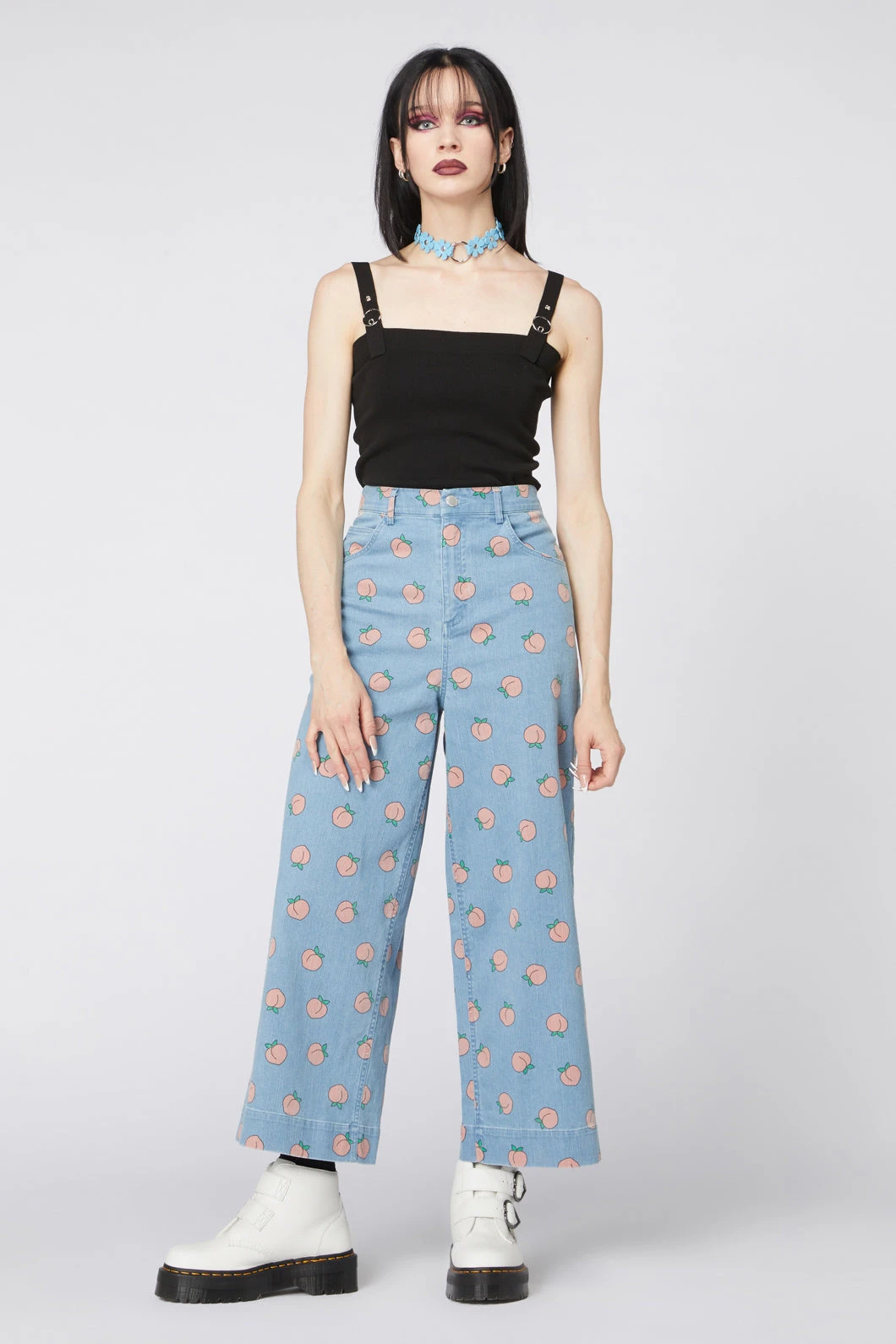 Denim Peach All-Over Print – Fruit Graphic Wide Leg Jeans 3 Denim Peach All-Over Print – Fruit Graphic Wide Leg Jeans