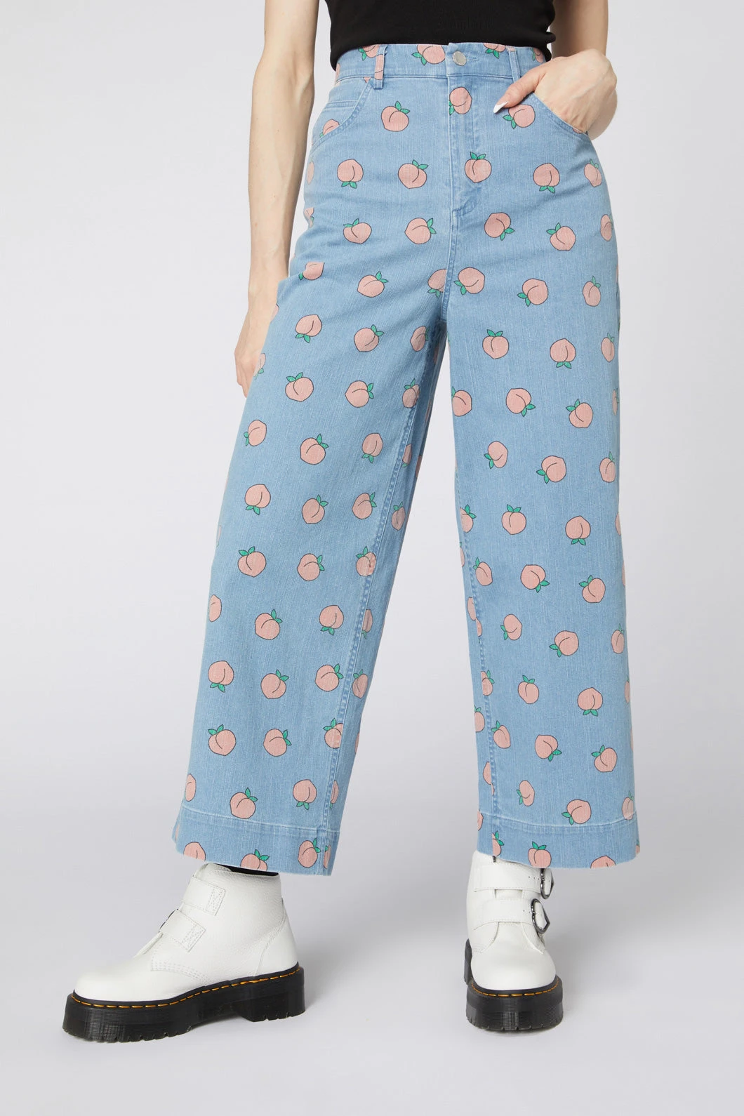 Denim Peach All-Over Print – Fruit Graphic Wide Leg Jeans 5 Denim Peach All-Over Print – Fruit Graphic Wide Leg Jeans - Image 3