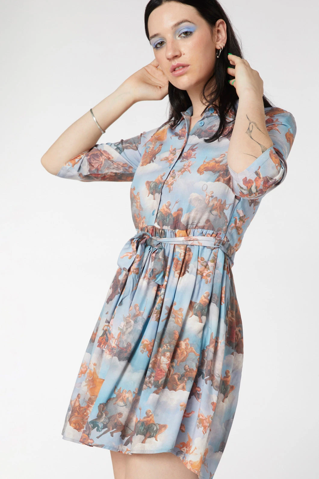 Dangerfield Art Mural Renaissance Print Viscose Oversized Mini Dress 3 Dangerfield Art Mural Renaissance Print Viscose Oversized Mini Dress