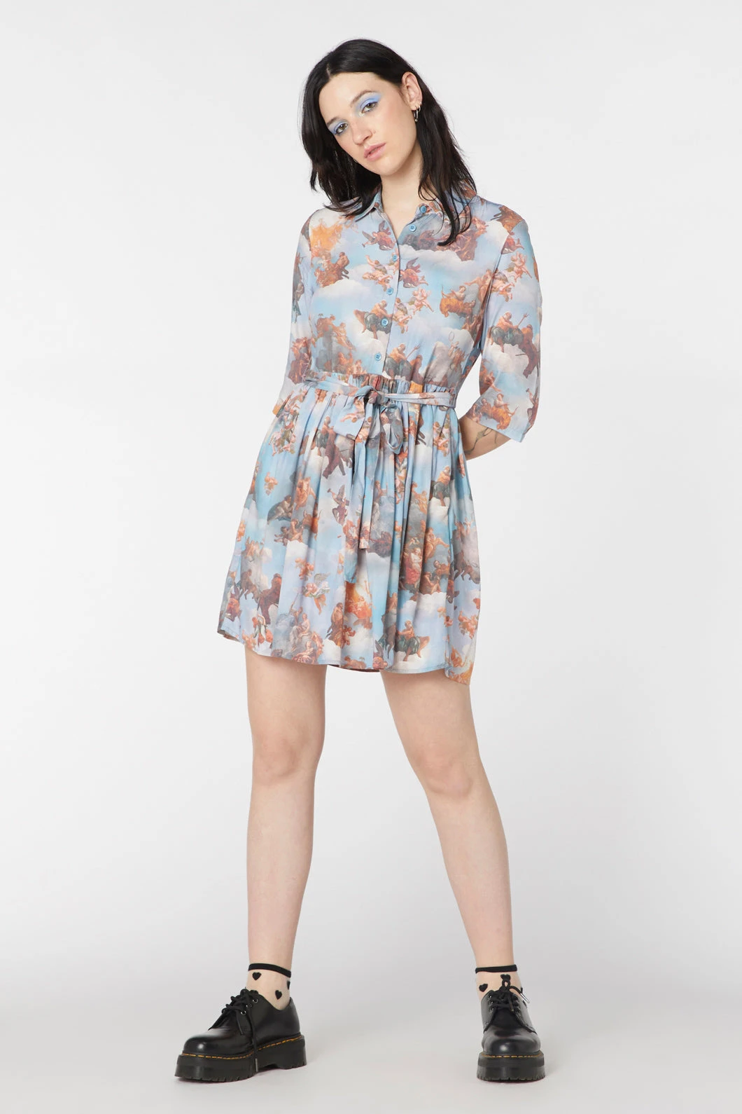 Dangerfield Art Mural Renaissance Print Viscose Oversized Mini Dress 5 Dangerfield Art Mural Renaissance Print Viscose Oversized Mini Dress - Image 3