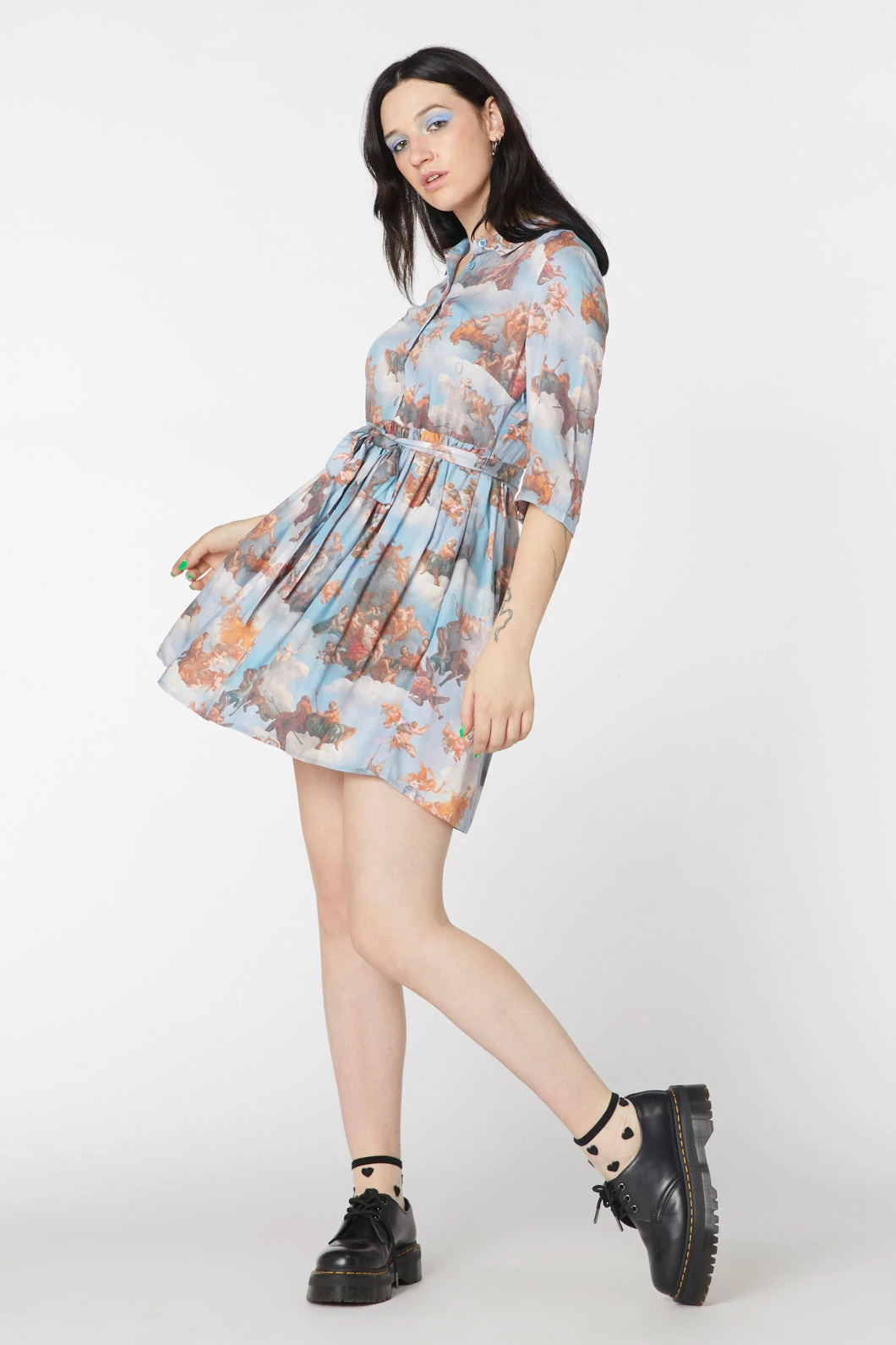 Dangerfield Art Mural Renaissance Print Viscose Oversized Mini Dress 6 Dangerfield Art Mural Renaissance Print Viscose Oversized Mini Dress - Image 4