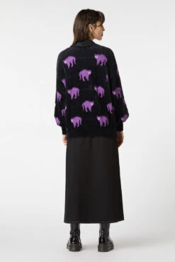 Everyones Mad Black Fluffy Knit Cardigan – Collared Button Down Graphic Sweater -ModCloth DGFV436 001 4