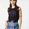 Dangerfield Grinning Cat Placement Knit Vest – Black Cropped Gothic Sleeveless Sweater -ModCloth DGFV447 001 1