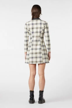 Crescent Beige Tartan Long Sleeve Mini Dress – Contrast Lapel Button-Down Fit and Flare 9 Crescent Beige Tartan Long Sleeve Mini Dress – Contrast Lapel Button-Down Fit and Flare -ModCloth DGFV537 030 4