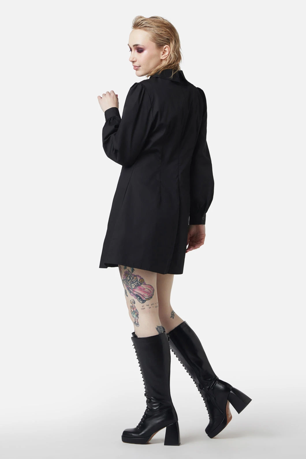 Dangerfield Ammabelles Contrast Collar Dress – Heart Button Vintage Mini Dress 5 Dangerfield Ammabelles Contrast Collar Dress – Heart Button Vintage Mini Dress - Image 3