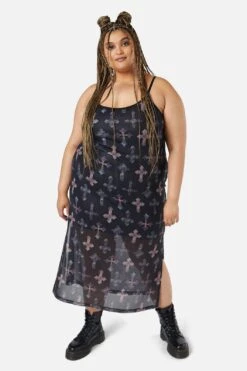 Dangerfield Hope Had Died Black Mesh Dress – Gothic Crucifix Print Midi 10 Dangerfield Hope Had Died Black Mesh Dress – Gothic Crucifix Print Midi -ModCloth DGFW335 001 4