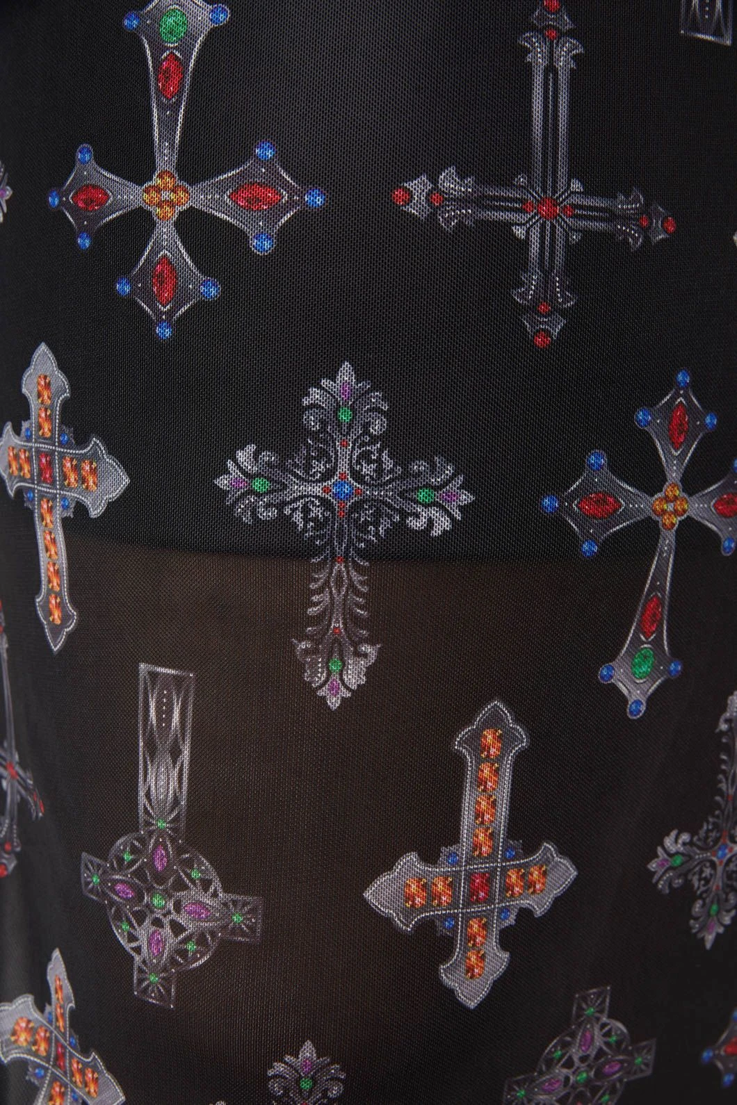 Dangerfield Hope Had Died Black Mesh Dress – Gothic Crucifix Print Midi 7 Dangerfield Hope Had Died Black Mesh Dress – Gothic Crucifix Print Midi - Image 5