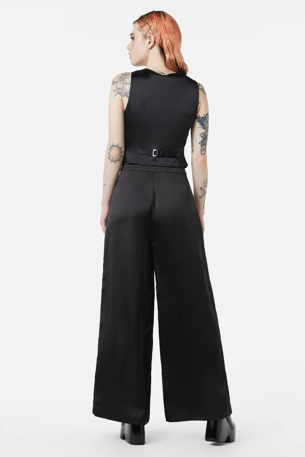 Dangerfield Black Satin Call Me Pant - Sleek Straight-Leg Elegant Trousers 6 Dangerfield Black Satin Call Me Pant - Sleek Straight-Leg Elegant Trousers - Image 4