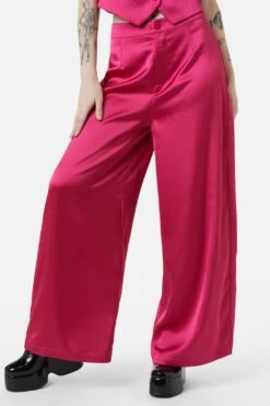 Dangerfield Black Satin Call Me Pant - Sleek Straight-Leg Elegant Trousers 16 Dangerfield Black Satin Call Me Pant - Sleek Straight-Leg Elegant Trousers -ModCloth DGFW370 449 1