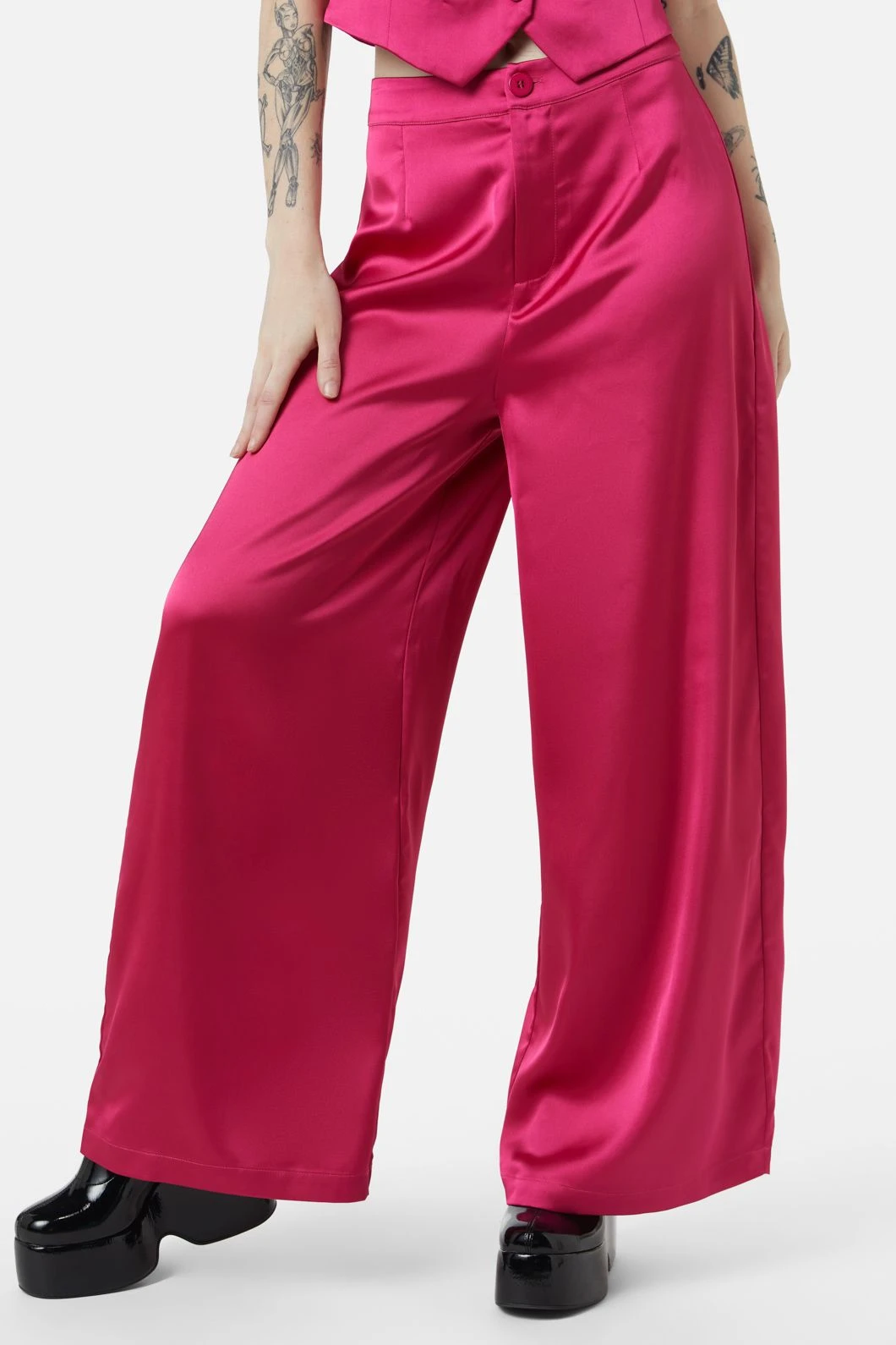 Dangerfield Black Satin Call Me Pant - Sleek Straight-Leg Elegant Trousers 8 Dangerfield Black Satin Call Me Pant - Sleek Straight-Leg Elegant Trousers - Image 6