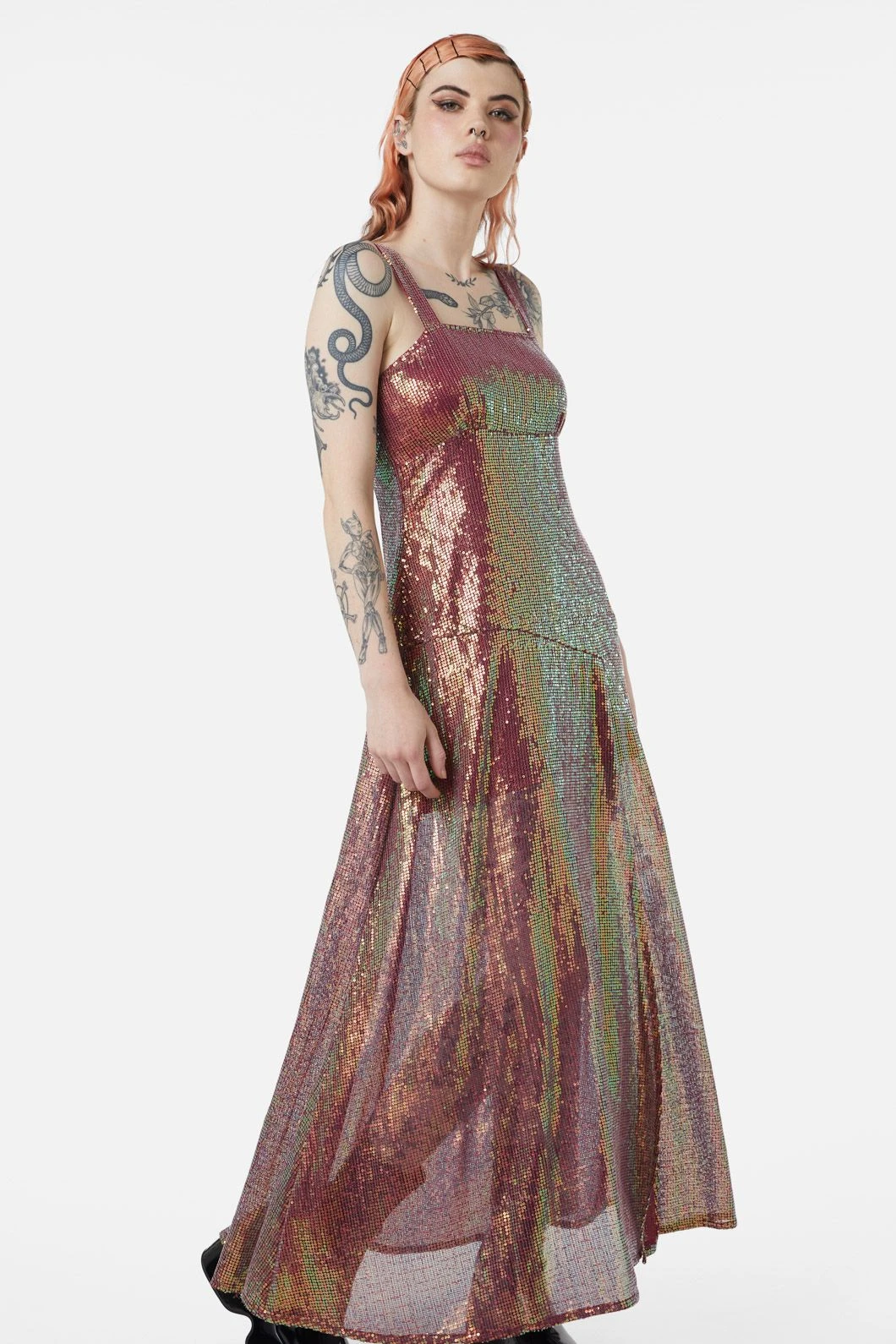 Dangerfield Gloria Raspberry Sequin Midi Dress – Sparkle Side Slit Evening Dress 4 Dangerfield Gloria Raspberry Sequin Midi Dress – Sparkle Side Slit Evening Dress - Image 2