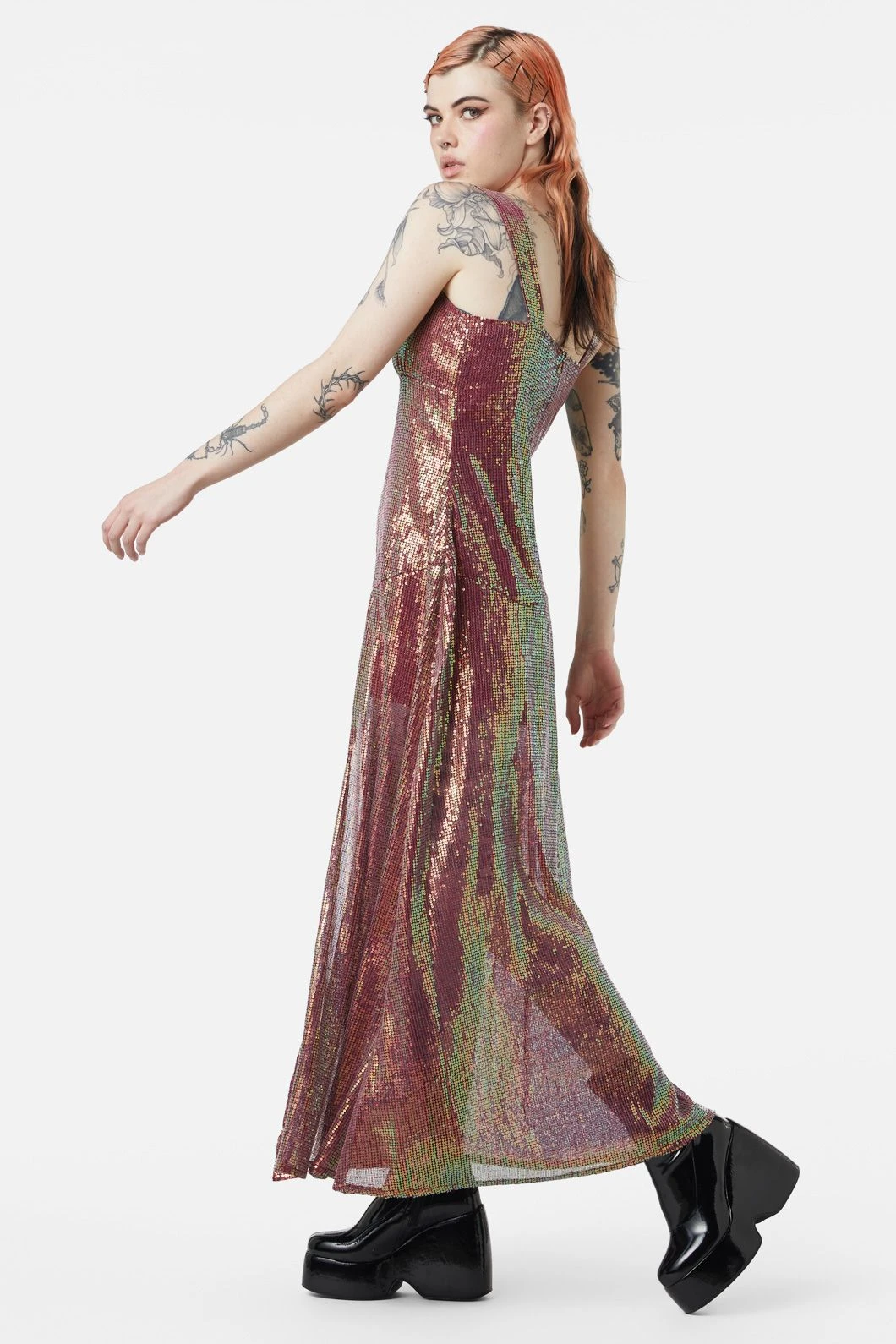 Dangerfield Gloria Raspberry Sequin Midi Dress – Sparkle Side Slit Evening Dress 5 Dangerfield Gloria Raspberry Sequin Midi Dress – Sparkle Side Slit Evening Dress - Image 3