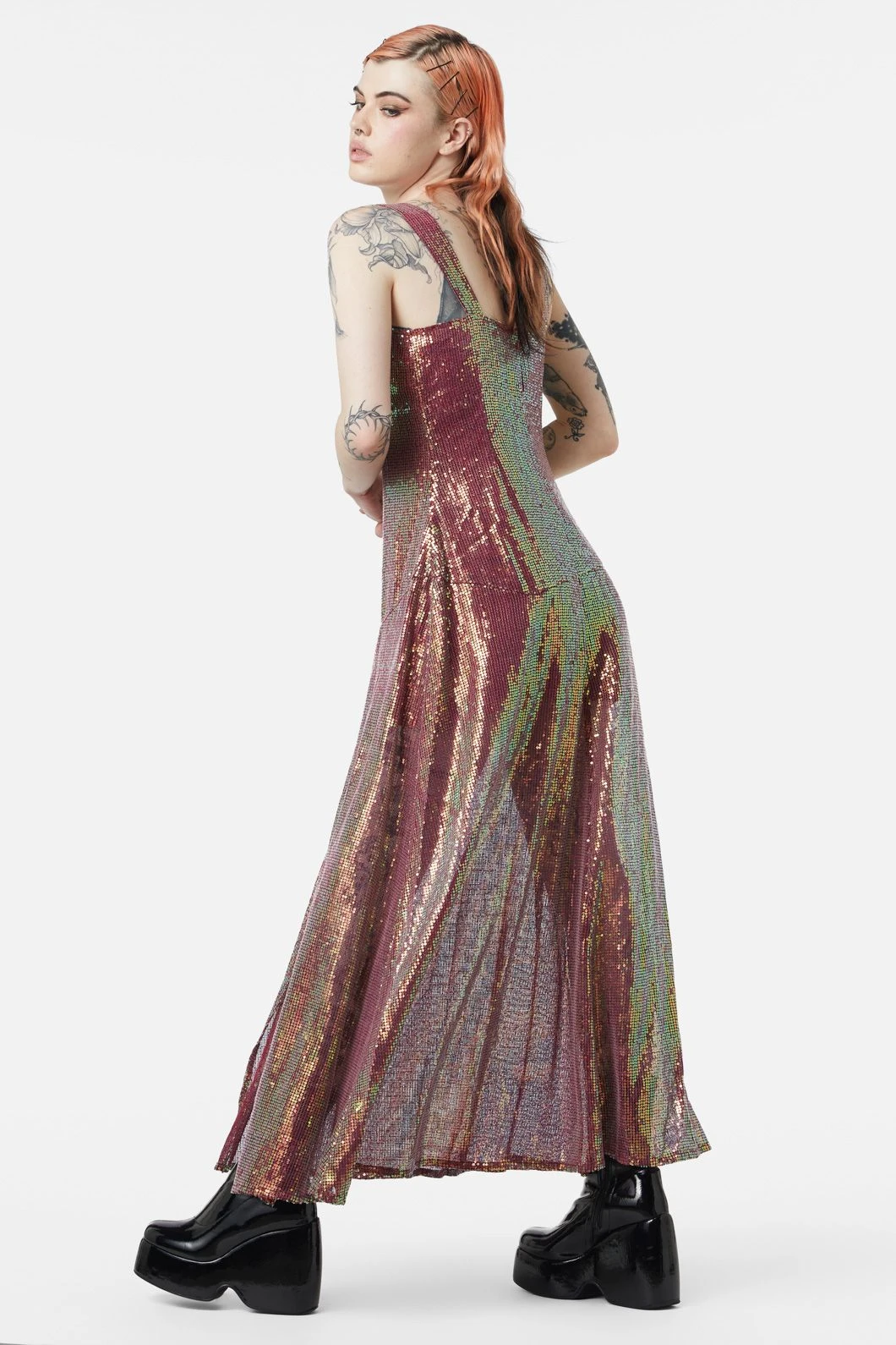 Dangerfield Gloria Raspberry Sequin Midi Dress – Sparkle Side Slit Evening Dress 6 Dangerfield Gloria Raspberry Sequin Midi Dress – Sparkle Side Slit Evening Dress - Image 4