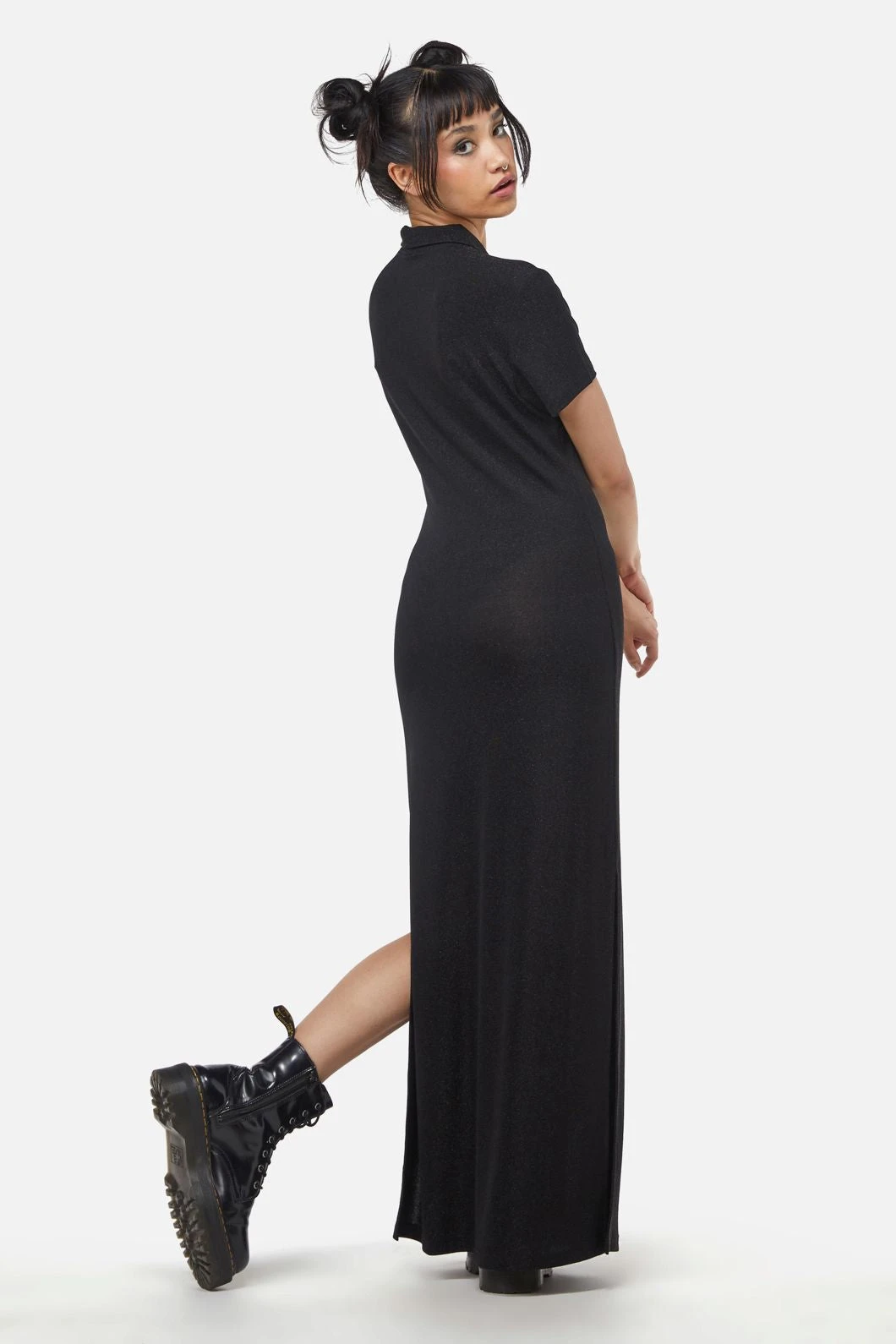 Dangerfield Rainbow Black Glitter Mesh Midi Dress – Relaxed Fit Button-Front T-Shirt Sleeve Dress 6 Dangerfield Rainbow Black Glitter Mesh Midi Dress – Relaxed Fit Button-Front T-Shirt Sleeve Dress - Image 4