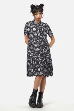Dangerfield Body Fossils Print Babydoll Dress - Oversized Black & White Graphic Mini -ModCloth DGFX087 001 2