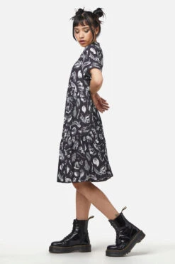 Dangerfield Body Fossils Print Babydoll Dress - Oversized Black & White Graphic Mini -ModCloth DGFX087 001 3