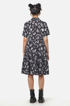Dangerfield Body Fossils Print Babydoll Dress - Oversized Black & White Graphic Mini -ModCloth DGFX087 001 4