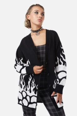 Dangerfield Dark Tarot Intarsia Longline Cardigan - Black 100% Cotton Knit -ModCloth DGFX131 001 2