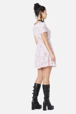 Cherub Face Pink Graphic Print - Fit & Flare Mini Dress with T-Shirt Sleeves -ModCloth DGFX232 007 4
