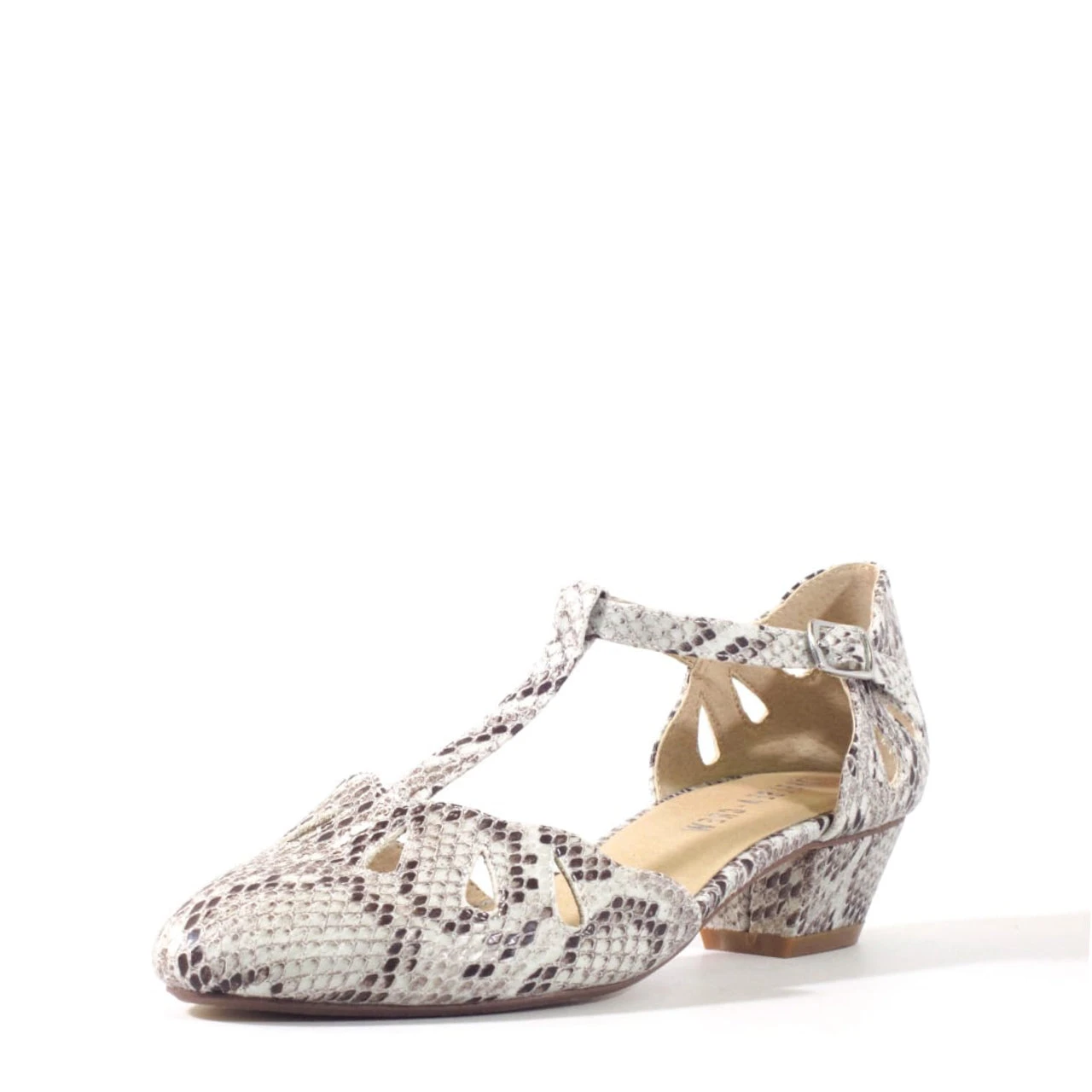 Chelsea Crew Dina Mustard Yellow Embossed Faux Leather T-Strap Mid-Heels 4 Chelsea Crew Dina Mustard Yellow Embossed Faux Leather T-Strap Mid-Heels - Image 2