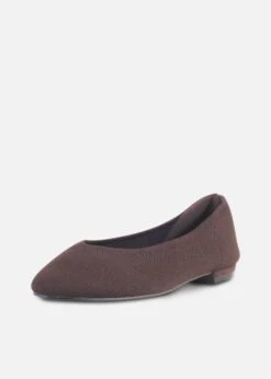 Chelsea Crew Black Flight Knit Ballet Flats – Stretchy Breathable Pointed Toe Slip-On -ModCloth FLIGHT BROWN KNIT 4 PhotoRoom 1