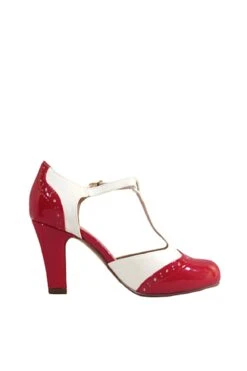 Gatsby II Cream and Tan T-Strap Vintage Heels – Retro Two-Toned Ballroom Shoes 30 Gatsby II Cream and Tan T-Strap Vintage Heels – Retro Two-Toned Ballroom Shoes -ModCloth GATSBYII REDWHITE 3 1