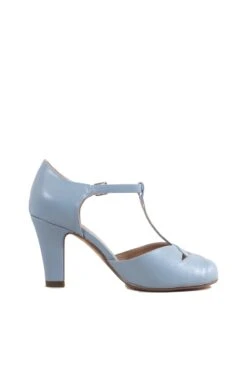 Glinda Silver Metallic T-Strap Vintage Inspired Cutout Block Heels -ModCloth GLINDA BLUE 1 1