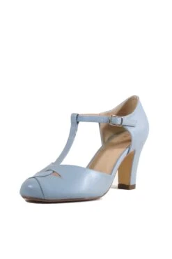 Glinda Silver Metallic T-Strap Vintage Inspired Cutout Block Heels -ModCloth GLINDA BLUE 4