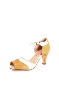 Godiva Black Patent Leather Vintage Ballroom Heels – 3 Inch Block Heel Dance Shoes -ModCloth GODIVA PU CHELSEACREW MUSTARD 01