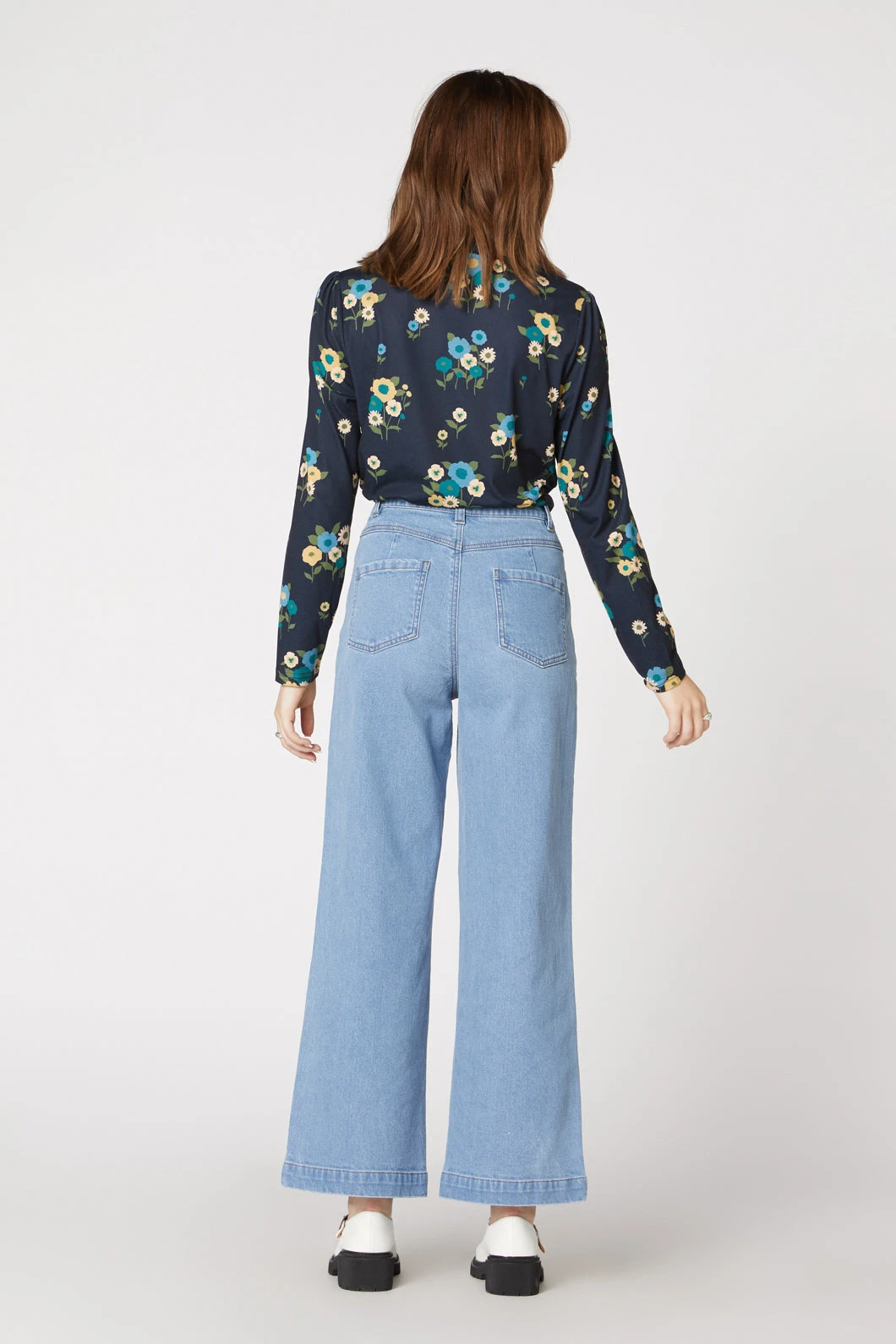 Emily Dark Denim High-Rise Bootleg Jeans – Vintage Stretch Denim Pants 4 Emily Dark Denim High-Rise Bootleg Jeans – Vintage Stretch Denim Pants - Image 2