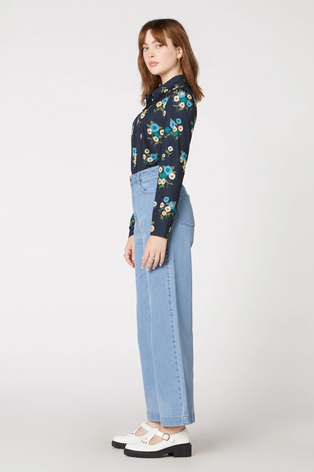 Emily Dark Denim High-Rise Bootleg Jeans – Vintage Stretch Denim Pants 6 Emily Dark Denim High-Rise Bootleg Jeans – Vintage Stretch Denim Pants - Image 4