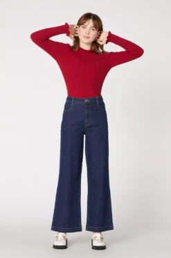 Emily Dark Denim High-Rise Bootleg Jeans – Vintage Stretch Denim Pants 18 Emily Dark Denim High-Rise Bootleg Jeans – Vintage Stretch Denim Pants -ModCloth PGFT157118 182 4