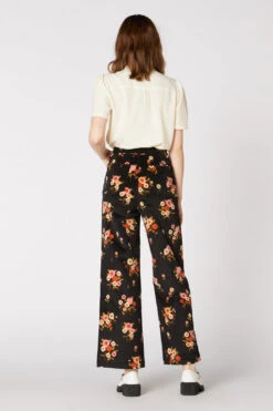 Princess Highway Bella Black Floral Corduroy Pant - High Waisted Straight Leg -ModCloth PGFT286107 001 2