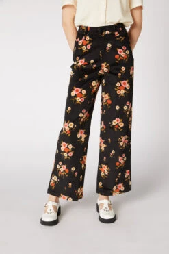 Princess Highway Bella Black Floral Corduroy Pant - High Waisted Straight Leg -ModCloth PGFT286107 001 4
