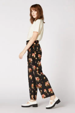 Princess Highway Bella Black Floral Corduroy Pant - High Waisted Straight Leg -ModCloth PGFT286107 001 5